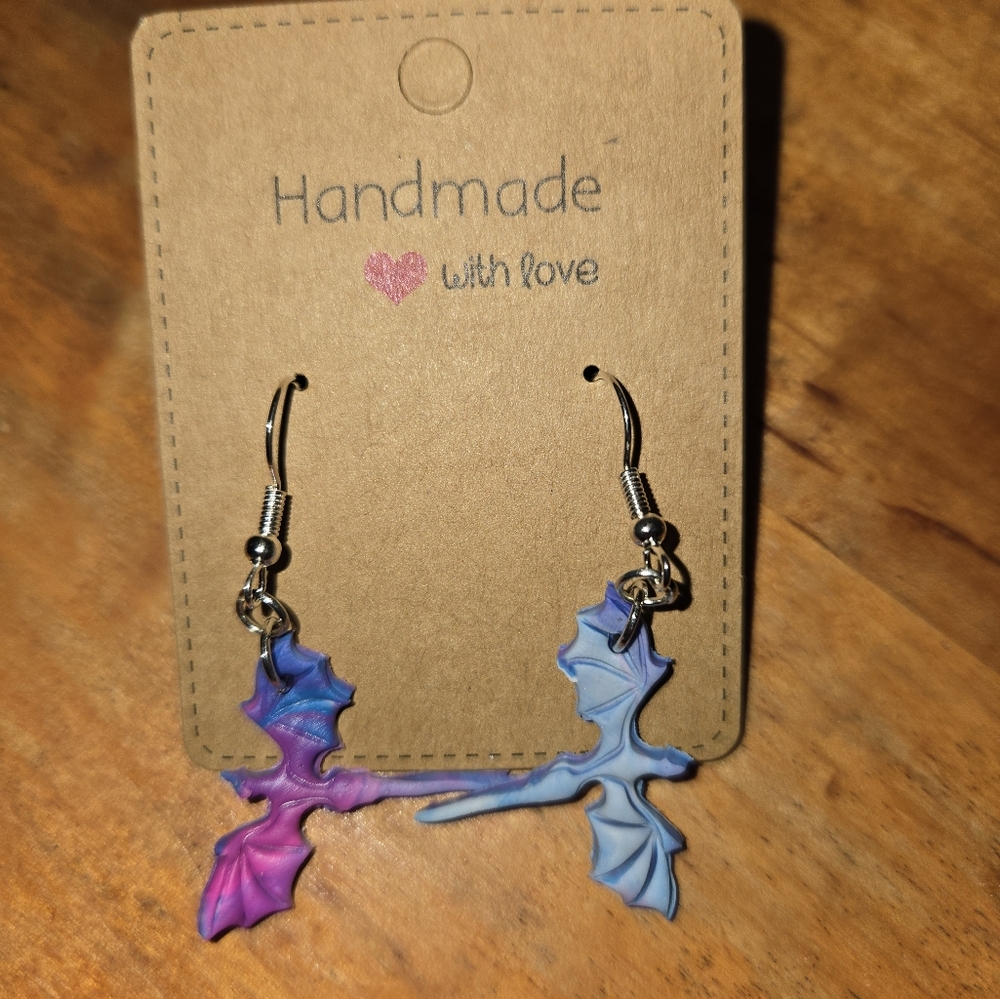 Polymer Clay Dragon Ladies Earrings, About 1.5 Inch Long, Fantasy, Casual & Chic